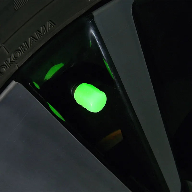 Glow-in-the-Dark Tire Valve Caps – Set of 4