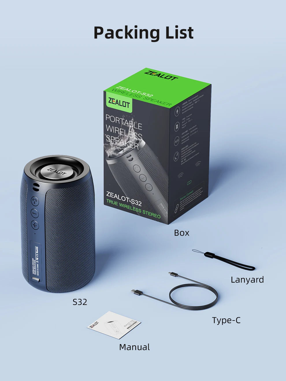 ZEALOT S32 Portable Bluetooth Speaker
