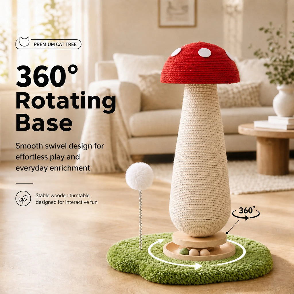 Mushroom or Carrot Cat Scratching Post with Ball Toy