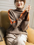 Women's Contrast-Color High-Neck Sweater