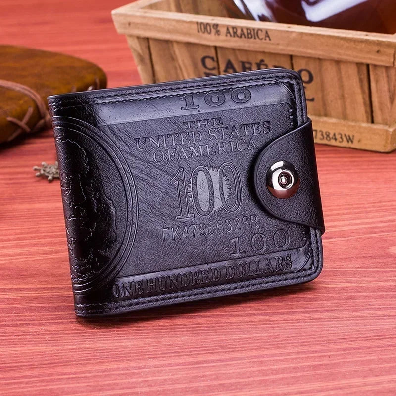 Men's $100 Bill Print PU Bifold Wallet
