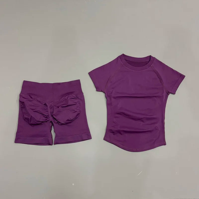Women's Ribbed Short-Sleeve Top and Shorts Set