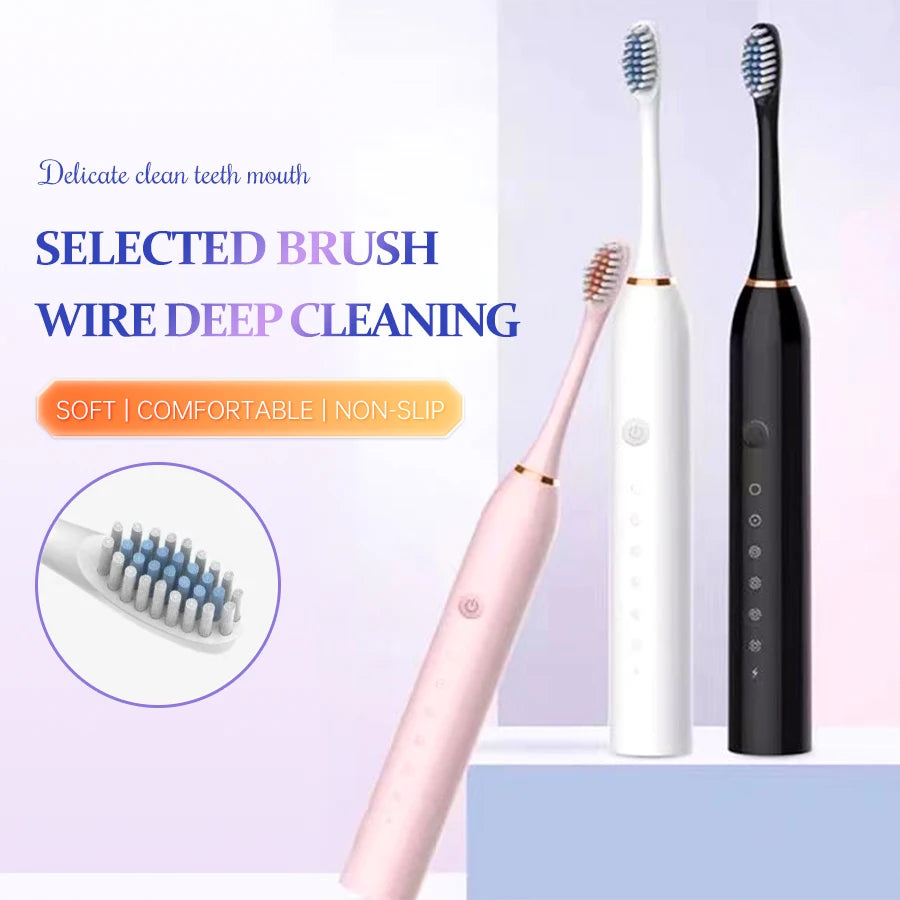 Rechargeable Electric Toothbrush with 4 Brush Heads