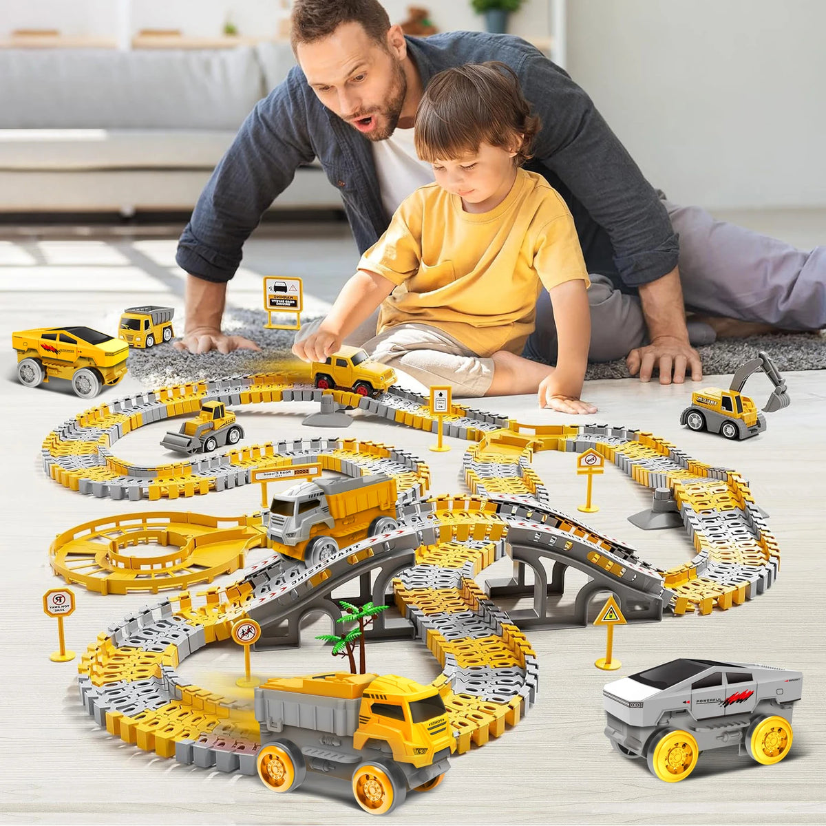 Flexible Race Track with Light-Up Climbing Toy Car