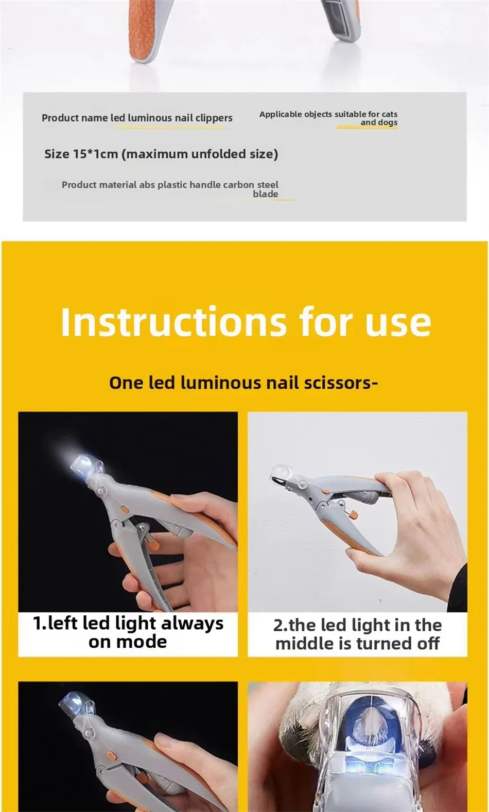 LED Pet Nail Clippers with 5X Magnifier