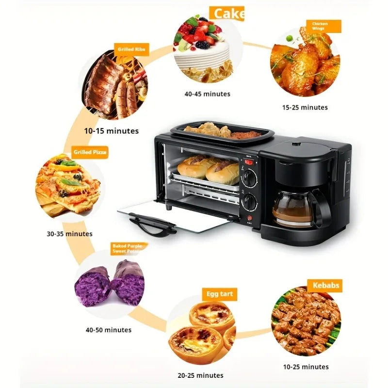 3-in-1 Countertop Breakfast Station with Timer