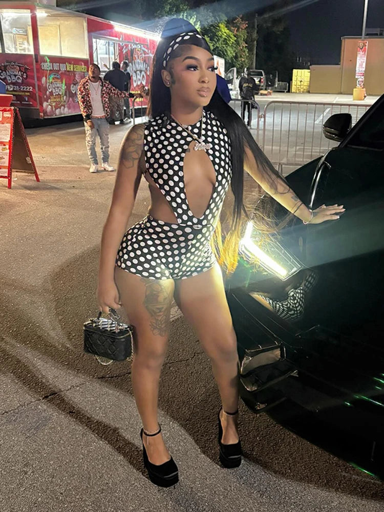 Women's Polka-Dot Bodysuit and Shorts Set