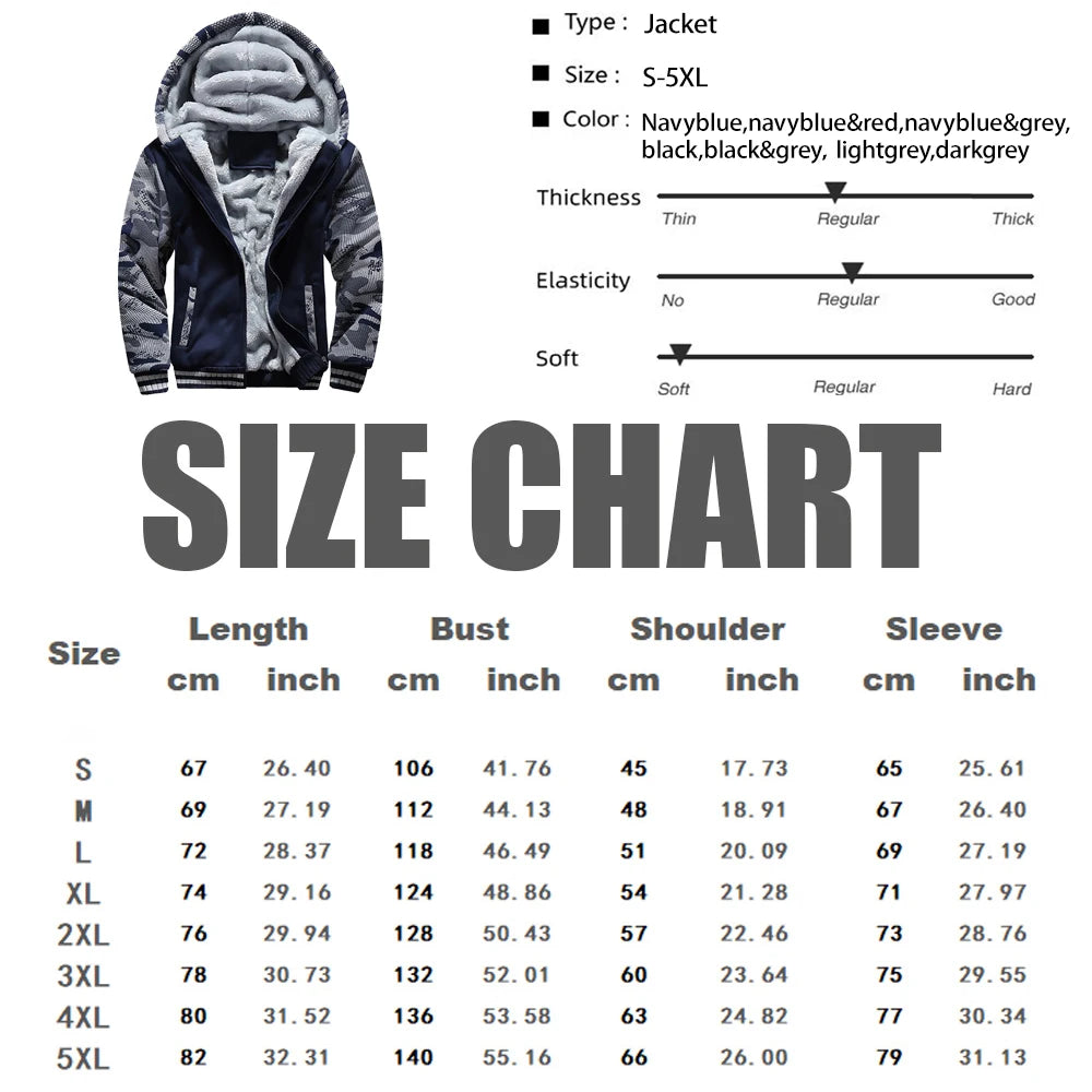 WHWR Men's Camouflage Hooded Zip-Up Jacket
