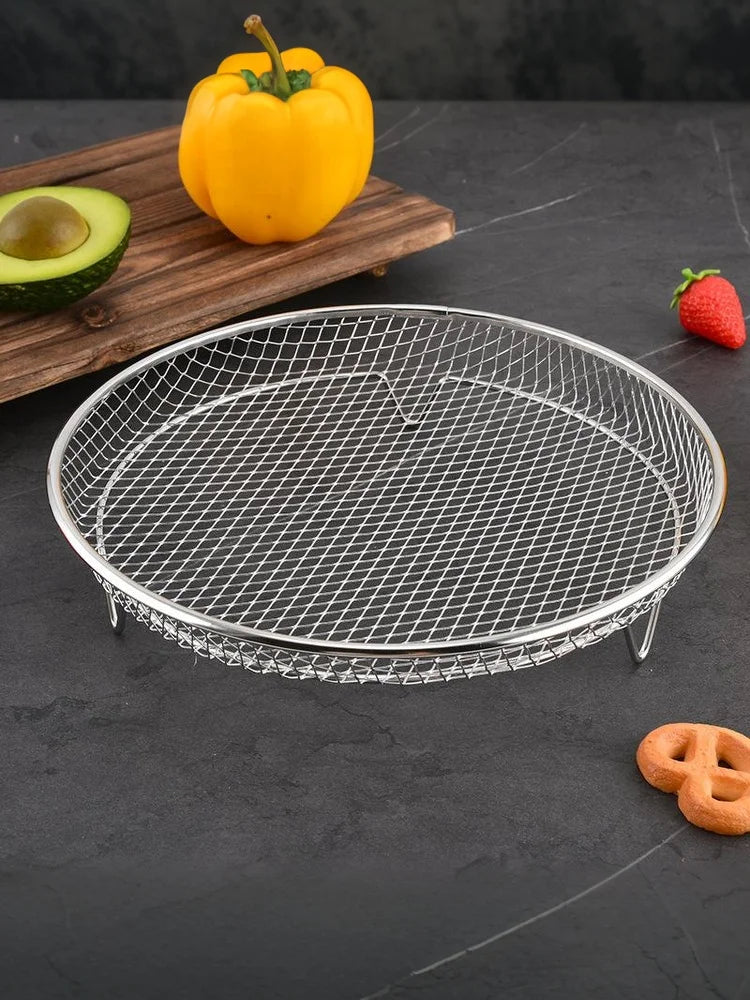 Round Stainless Steel Air Fryer Rack with Feet