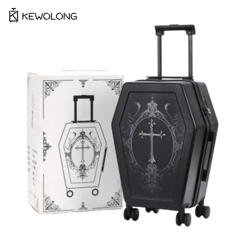 Gothic Coffin-Style Spinner Suitcase
