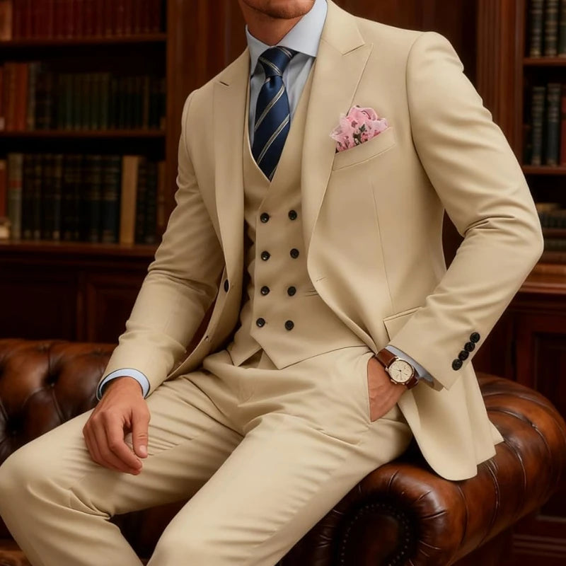Men's Three-Piece Slim-Fit Formal Suit