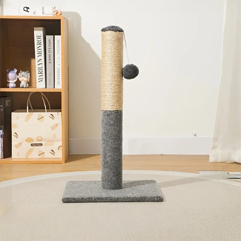 Grey Sisal Cat Scratching Post with Toy Ball