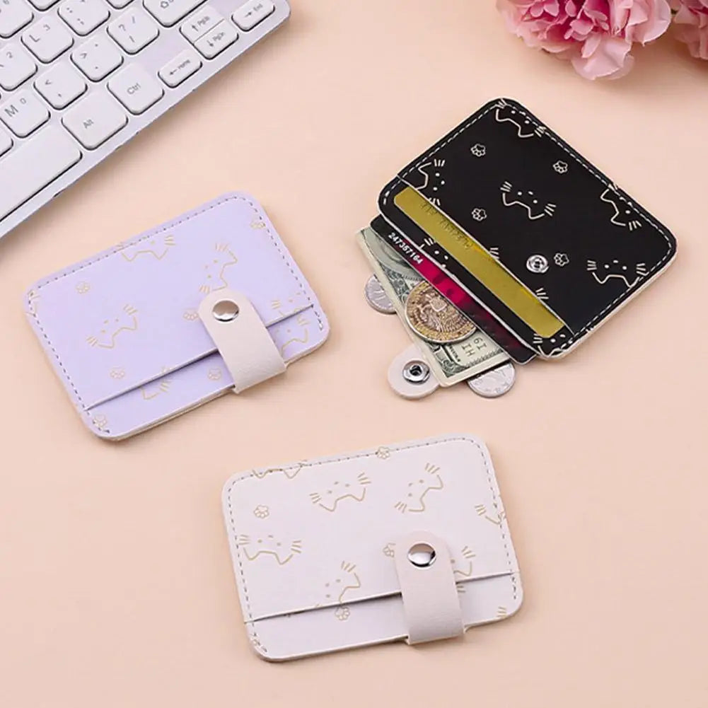 Women's Cat-Print Mini PU Wallet