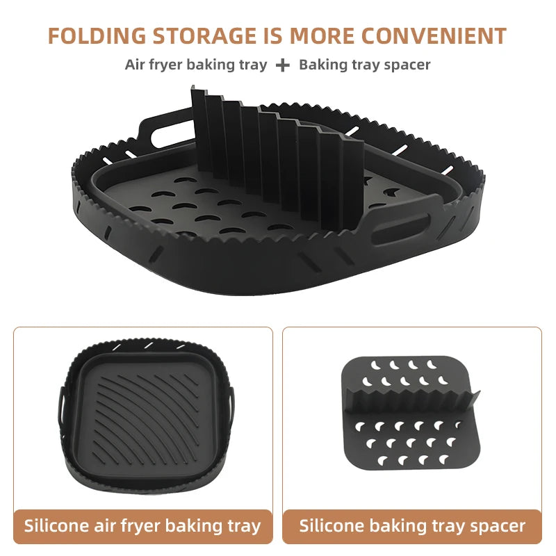 Square Silicone Air Fryer Liner with Divider