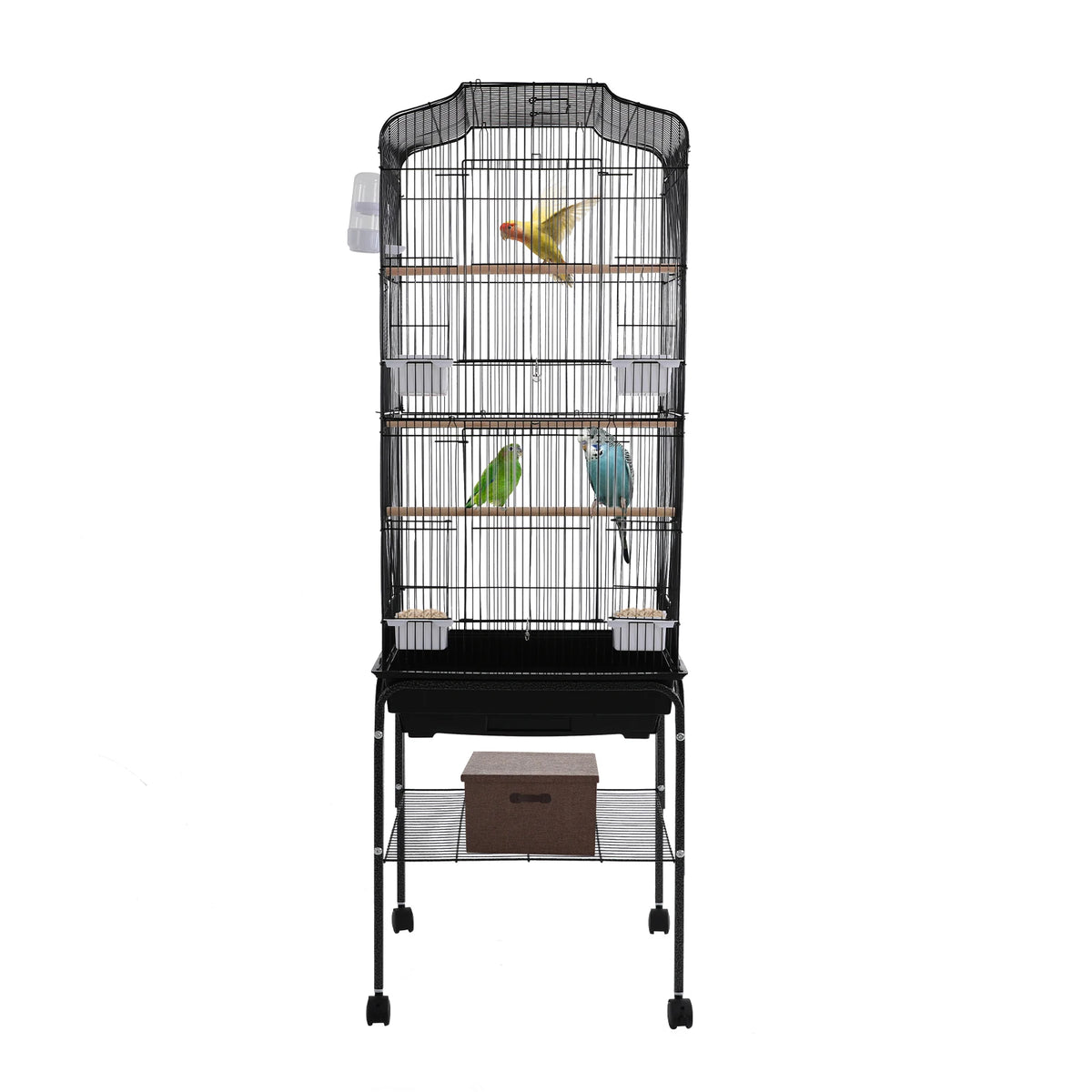 Bird Cage with Rolling Stand & Feeding Bowls