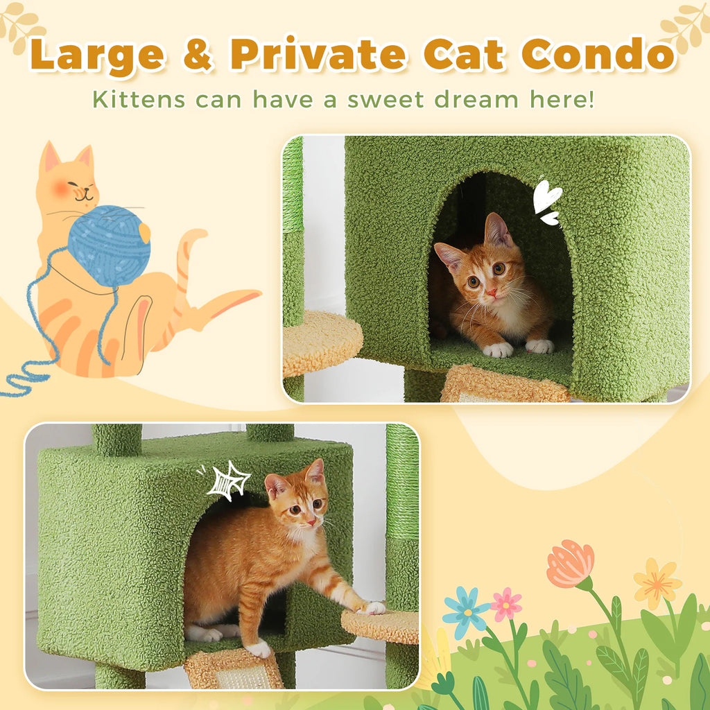 Cactus Cat Tree Floor to Ceiling Cat Tower with Sisal Scratching Post,Comfortable Hammock for Multi-Cat Homes,Cat Accessories Whispering Desires Shoppe