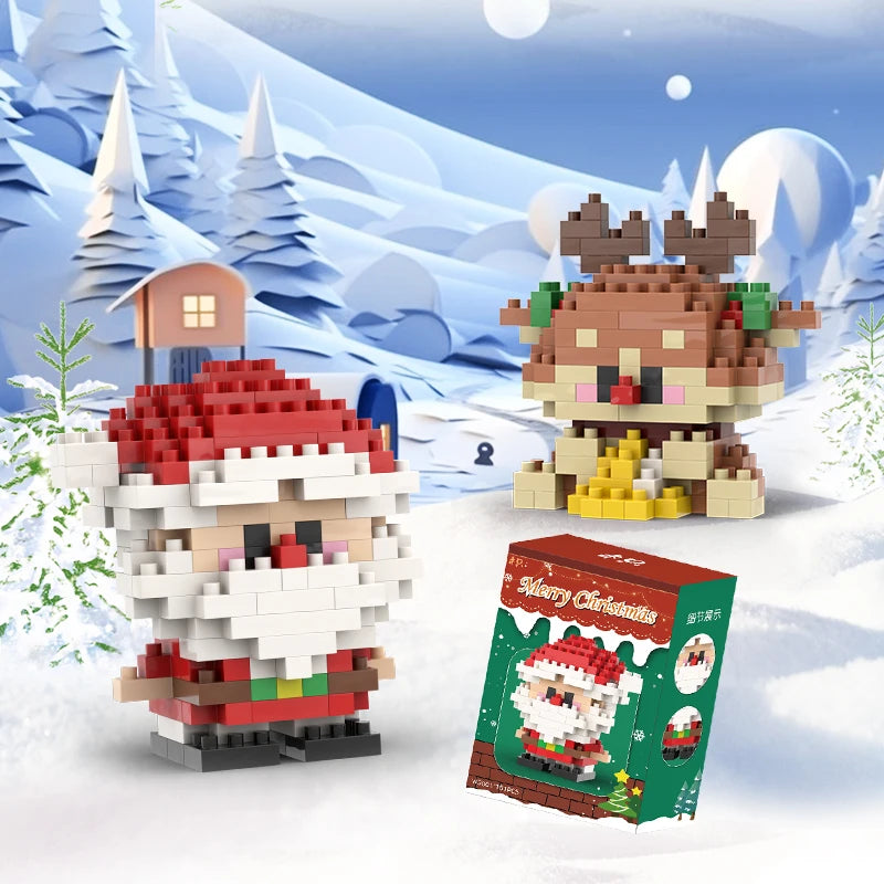 Santa & Reindeer Holiday Micro Building Block Sets