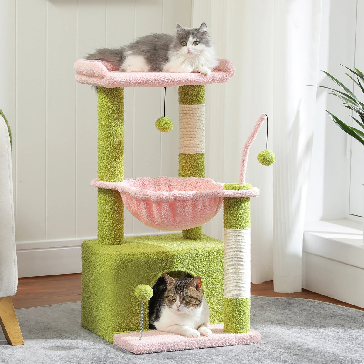 83cm Cactus Cat Tree with Condo & Hammock