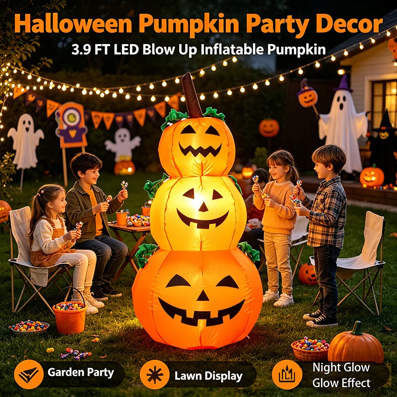 3.9-Foot LED Stacked Pumpkin Inflatable