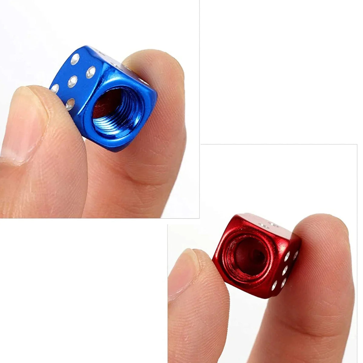 Dice-Style Aluminum Tire Valve Caps – Set of 4
