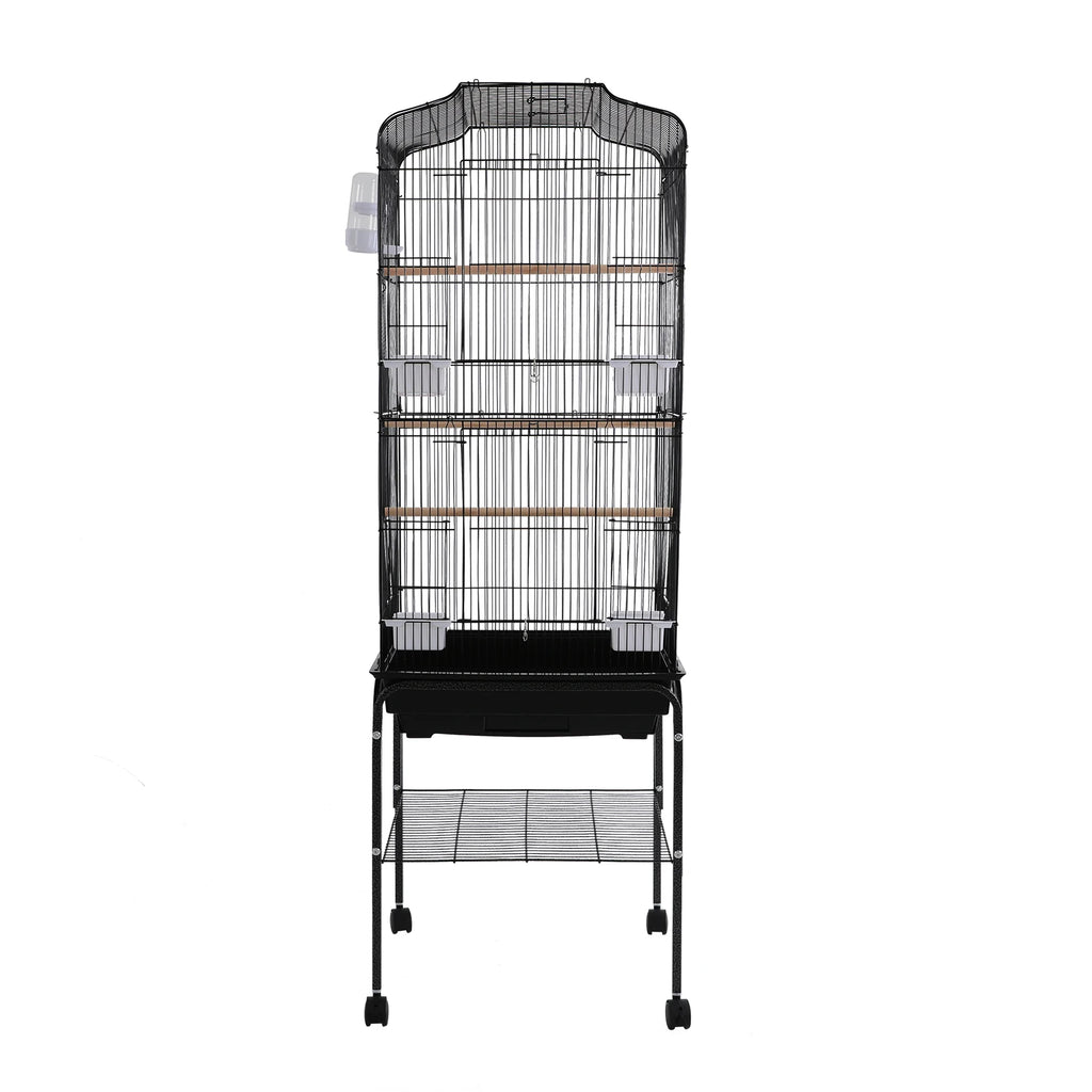 Bird Cage with Rolling Stand & Feeding Bowls