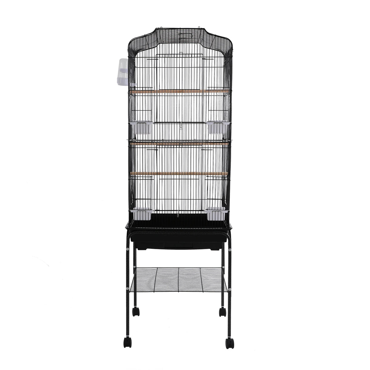 Bird Cage with Rolling Stand & Feeding Bowls