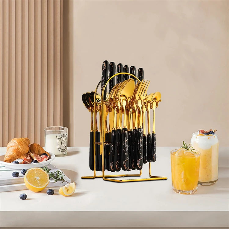 LMETJMA Stainless Steel Flatware — 24 Pieces