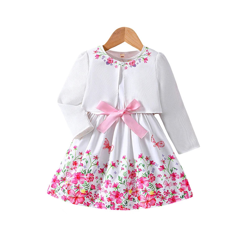 Kids Casual Clothing Sets Outfits for Girls Spring Summer Toddler Floral Print Long Sleeve Coat Tank Dress Children 2 3 4 5 6 7 Whispering Desires Shoppe