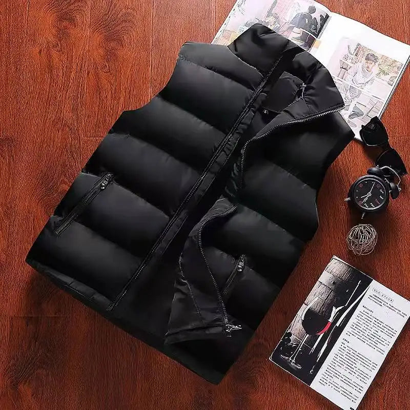Men's Cotton-Lined Zip-Up Sleeveless Vest