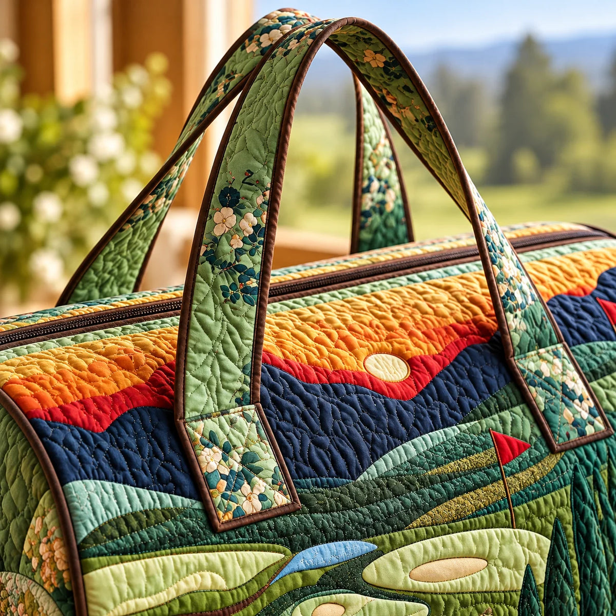 Foldable Quilted Golf Cart Print Duffle Bag Large Travel Weekender Shoulder Tote Bag Whispering Desires Shoppe