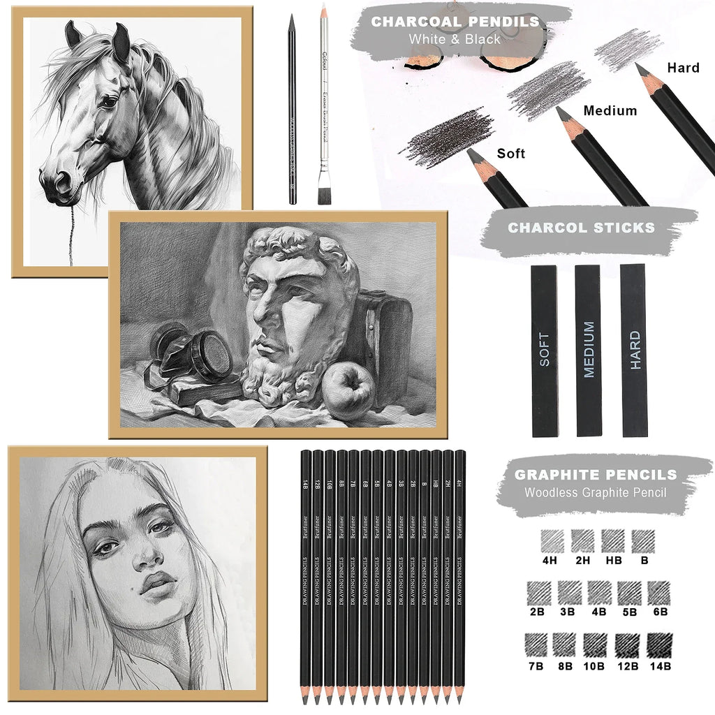 Artist Drawing & Sketching Kit – 18 to 126 Pieces