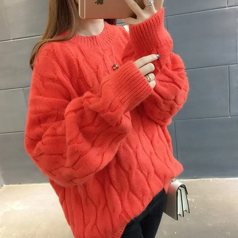 Women's Loose Round-Neck Knit Pullover