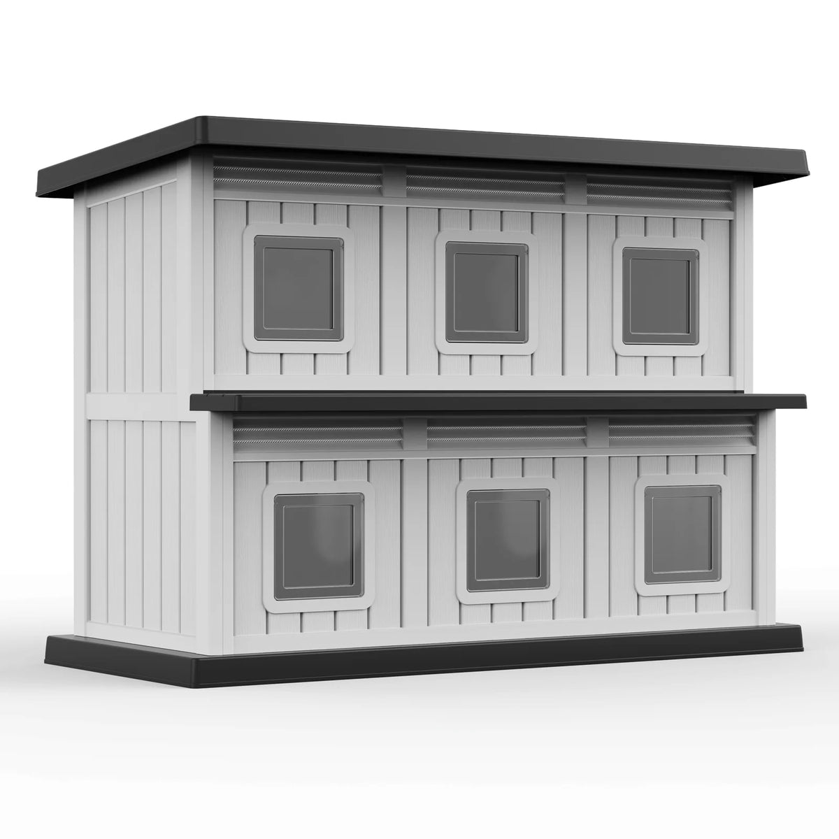Two-Tier Resin Cat House with Access Doors