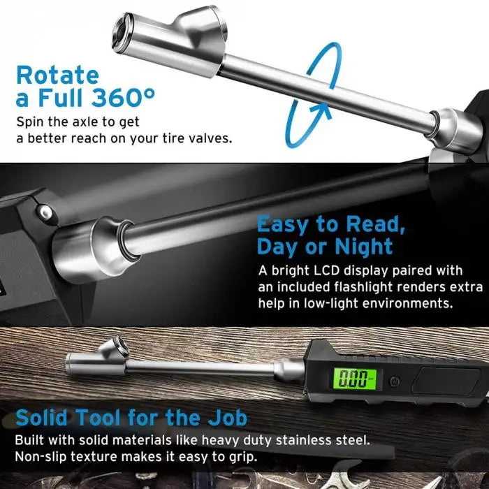 Digital Dual-Head Tire Pressure Gauge – 230 PSI