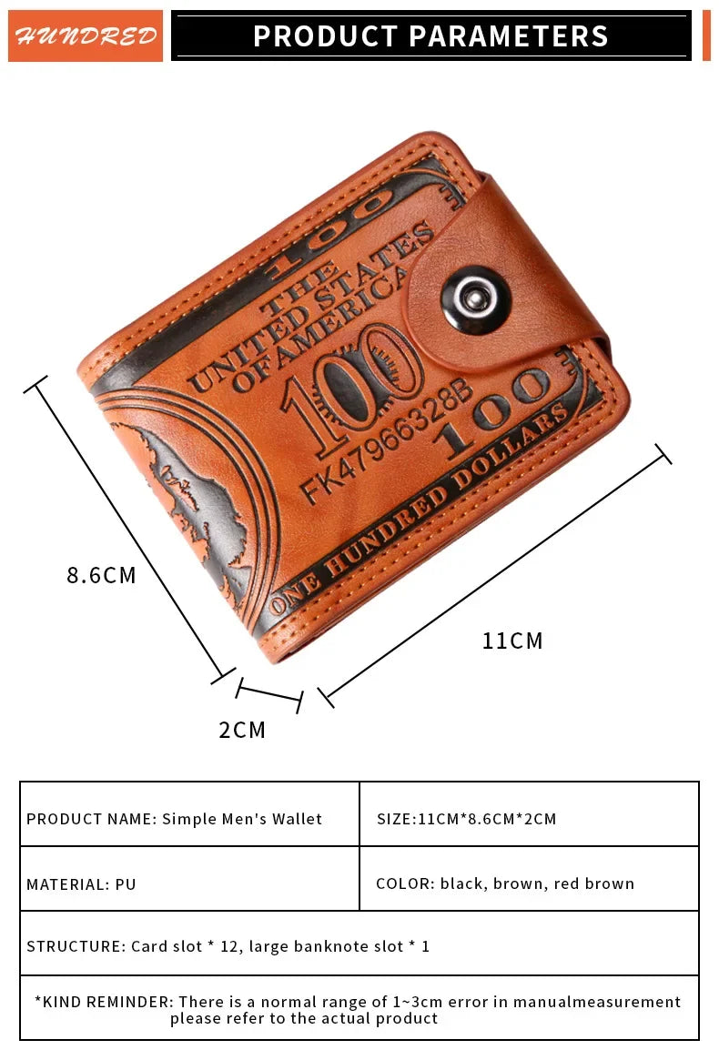 Men's Dollar-Print Card & Coin Wallet