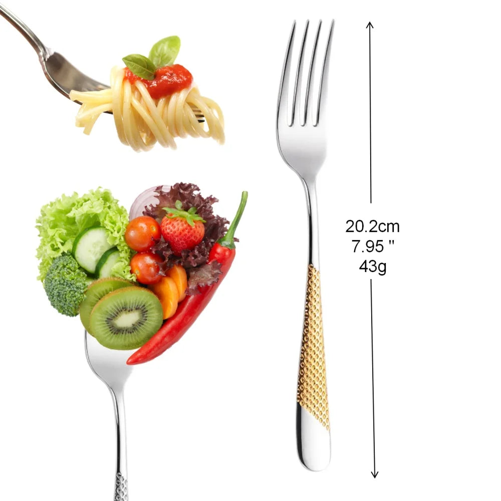 Hammered-Handle Stainless Steel Dinner Forks