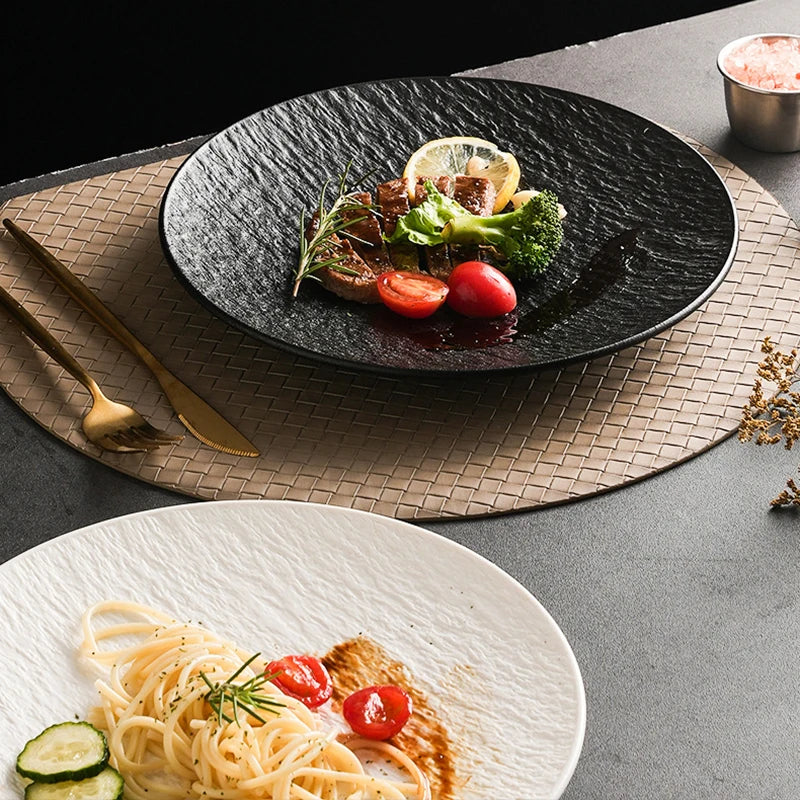 Rock-Textured Plastic Plates — 10 Pieces