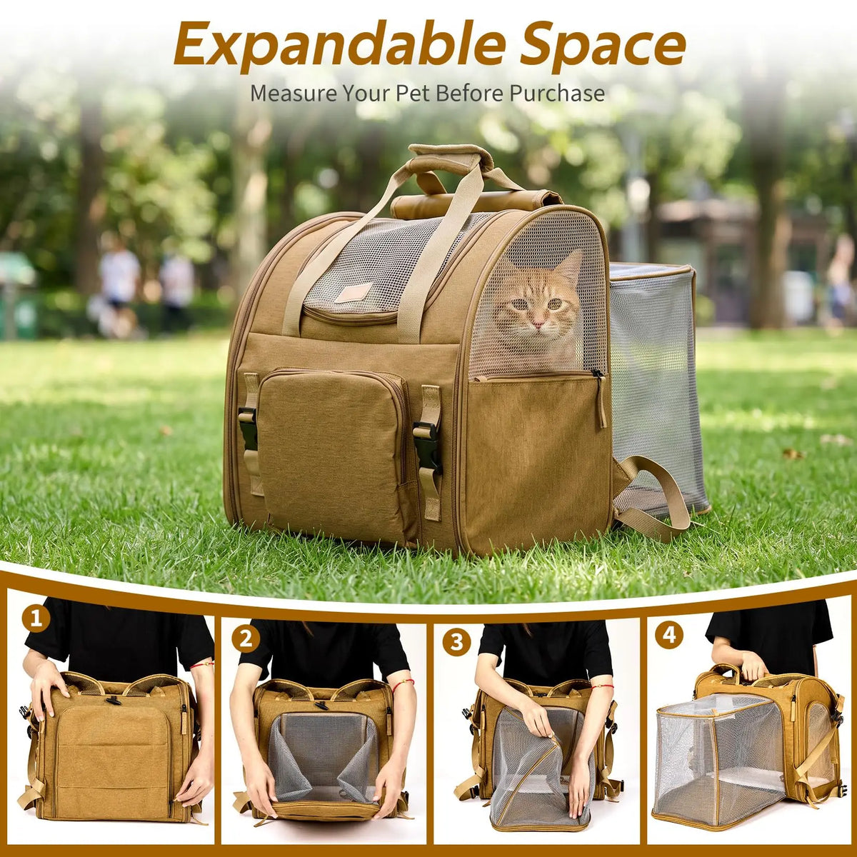 Expandable Mesh Pet Carrier Backpack
