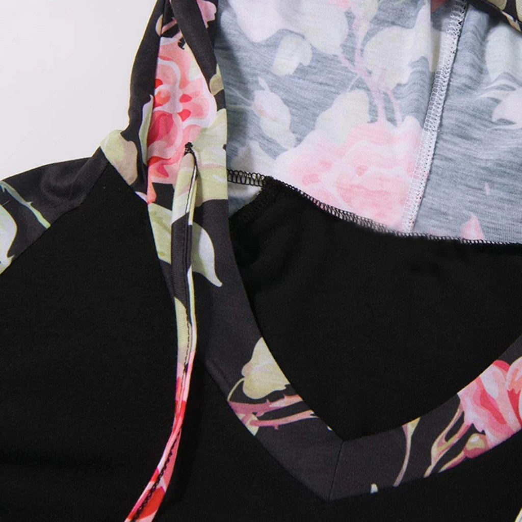 Striped V-Neck Maternity Hoodie