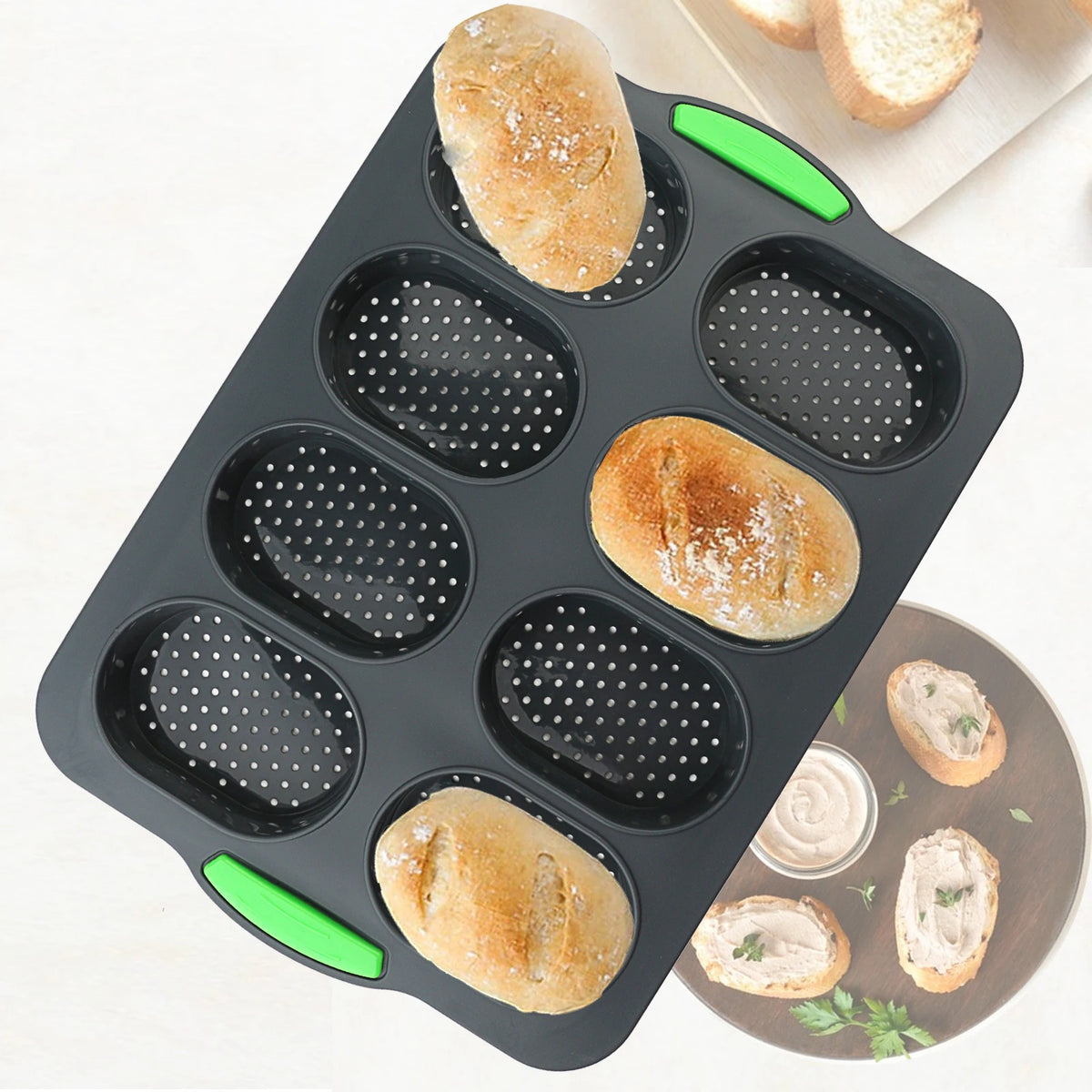 Eight-Cavity Silicone Bread Roll Mold