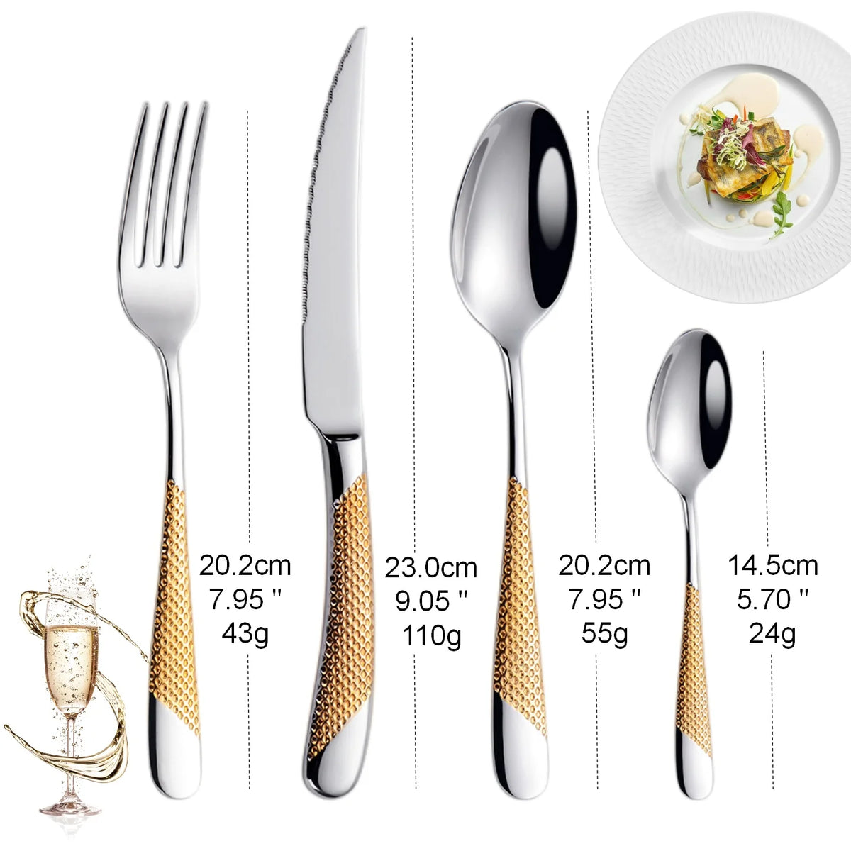 Hammered-Handle Stainless Steel Flatware Sets
