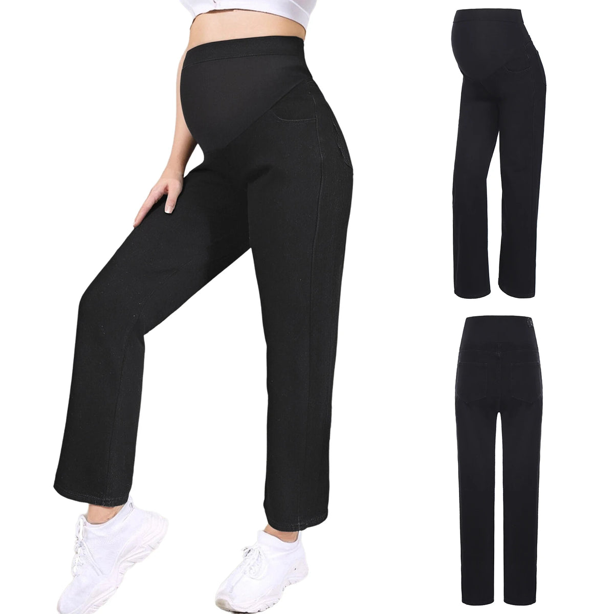 Pregnant Women Jeans High Waist Support Belly Maternity Hip Lifting Elastic Denim Pants Shorts for Daily Work Street Loungewear Whispering Desires Shoppe