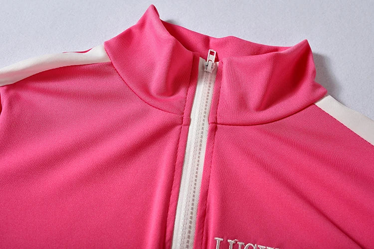 Women's Embroidered Zip-Up Top and Pants Set