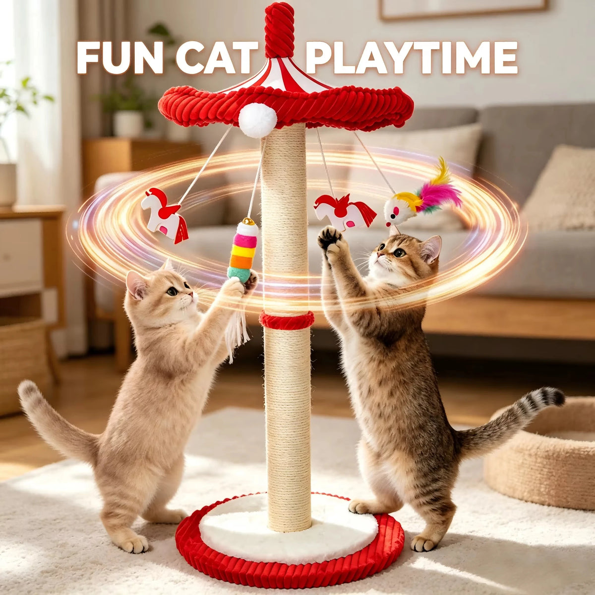39" Carousel Cat Scratching Post with Rotating Top