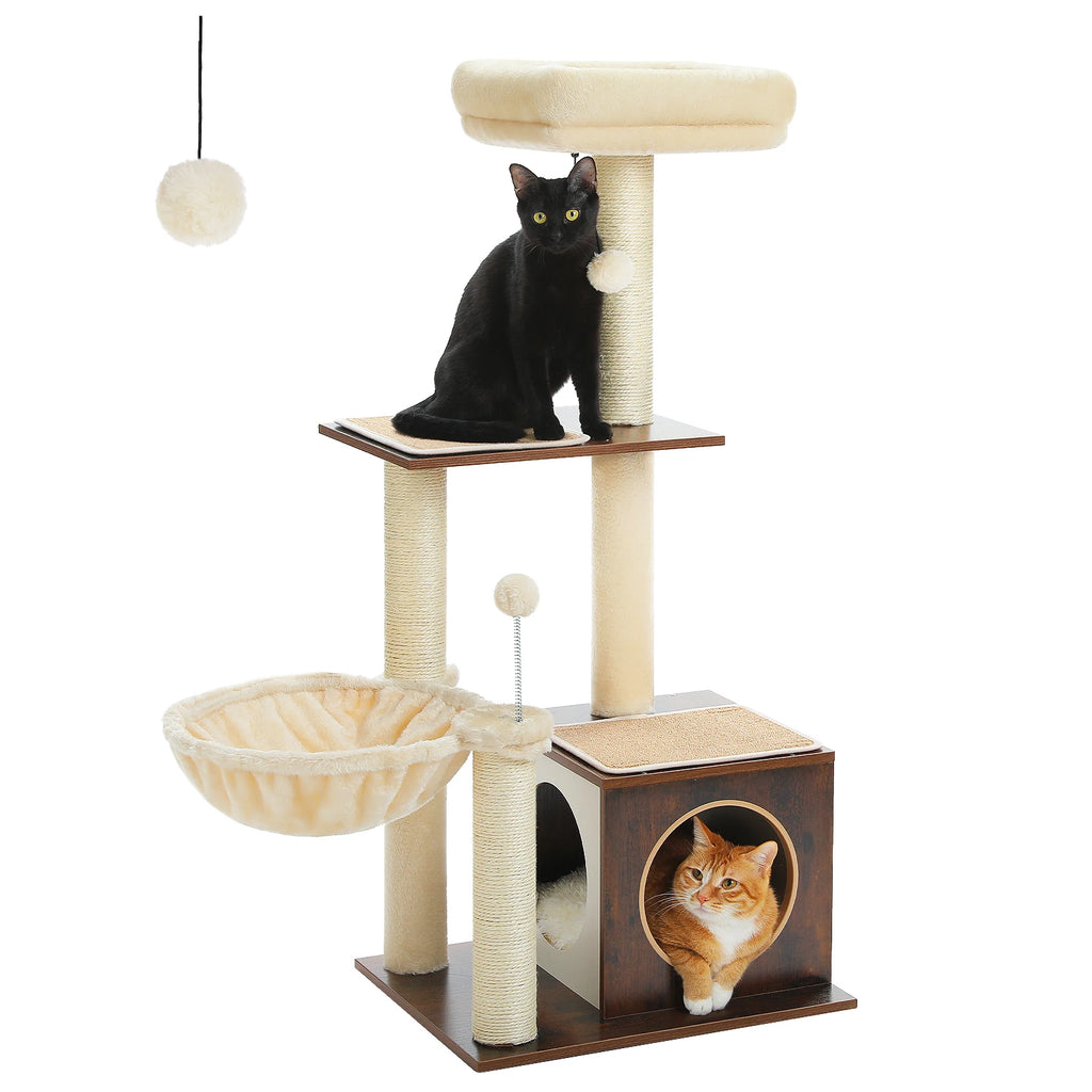 110cm Cat Tree with Condo & Hammock