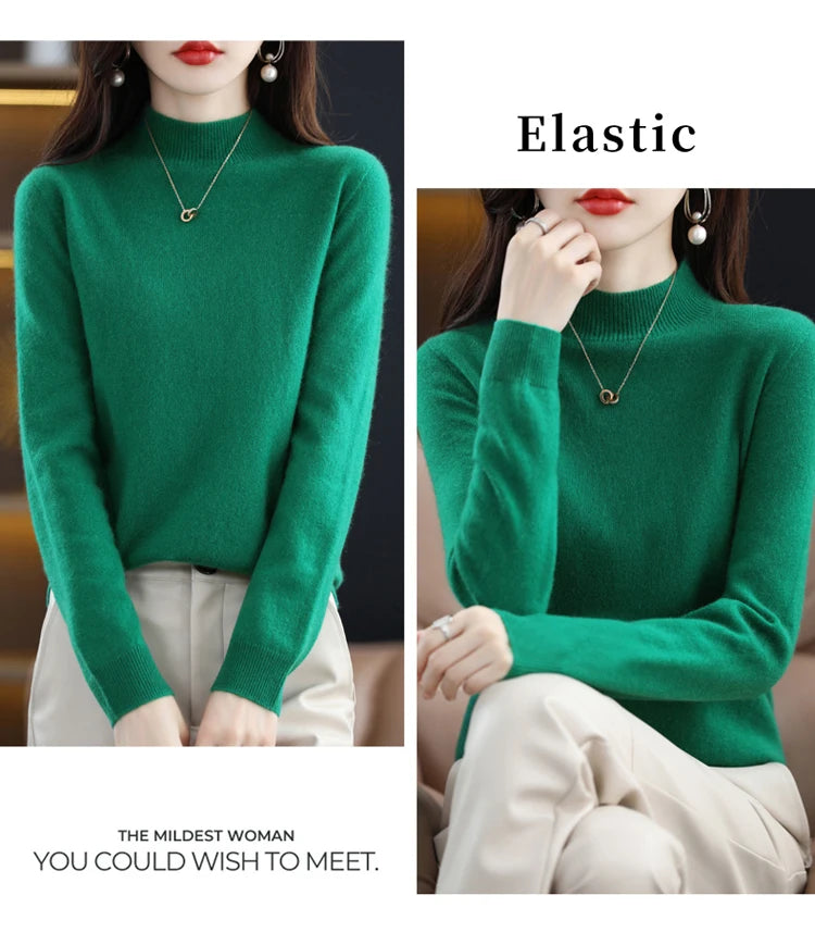 Women's Wool Mock-Neck Knit Sweater