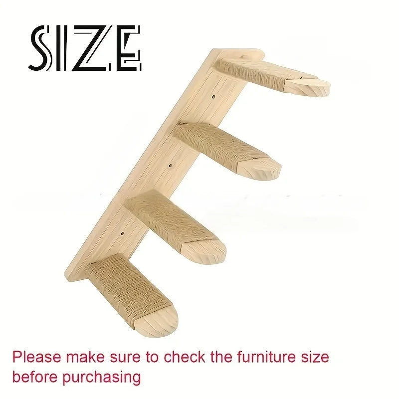 Wall-Mounted Wooden Cat Climbing Stairs