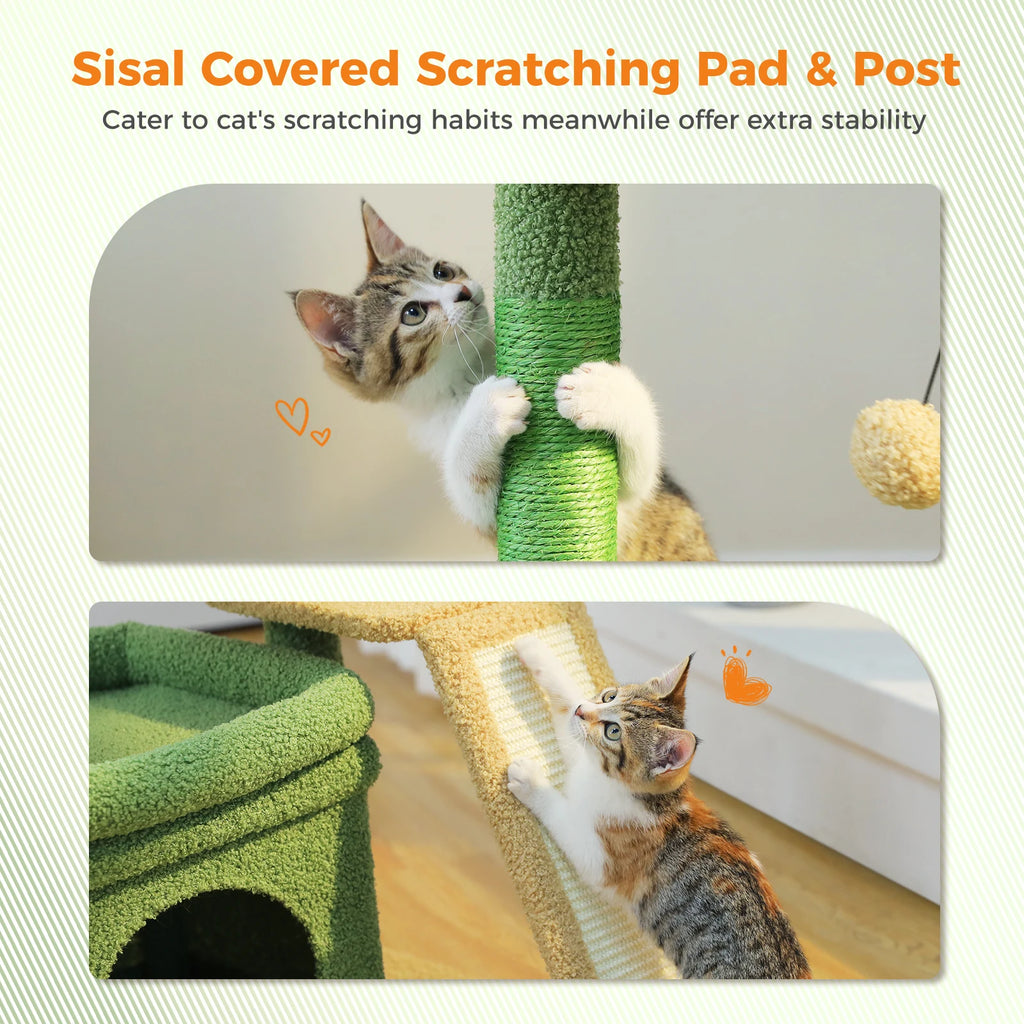 27" Cat Tree with Condo, Perch & Scratching Post