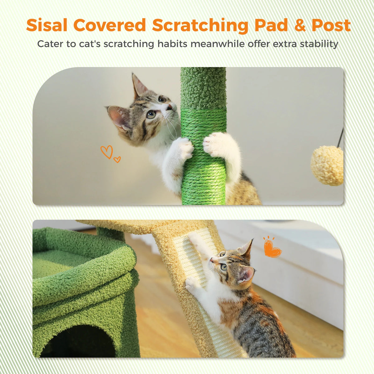 27" Cat Tree with Condo, Perch & Scratching Post