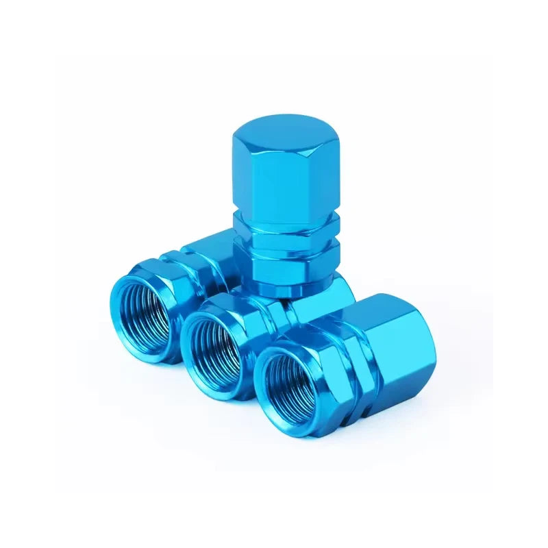 Aluminum Tire Valve Caps with Plastic Liners – Set of 4